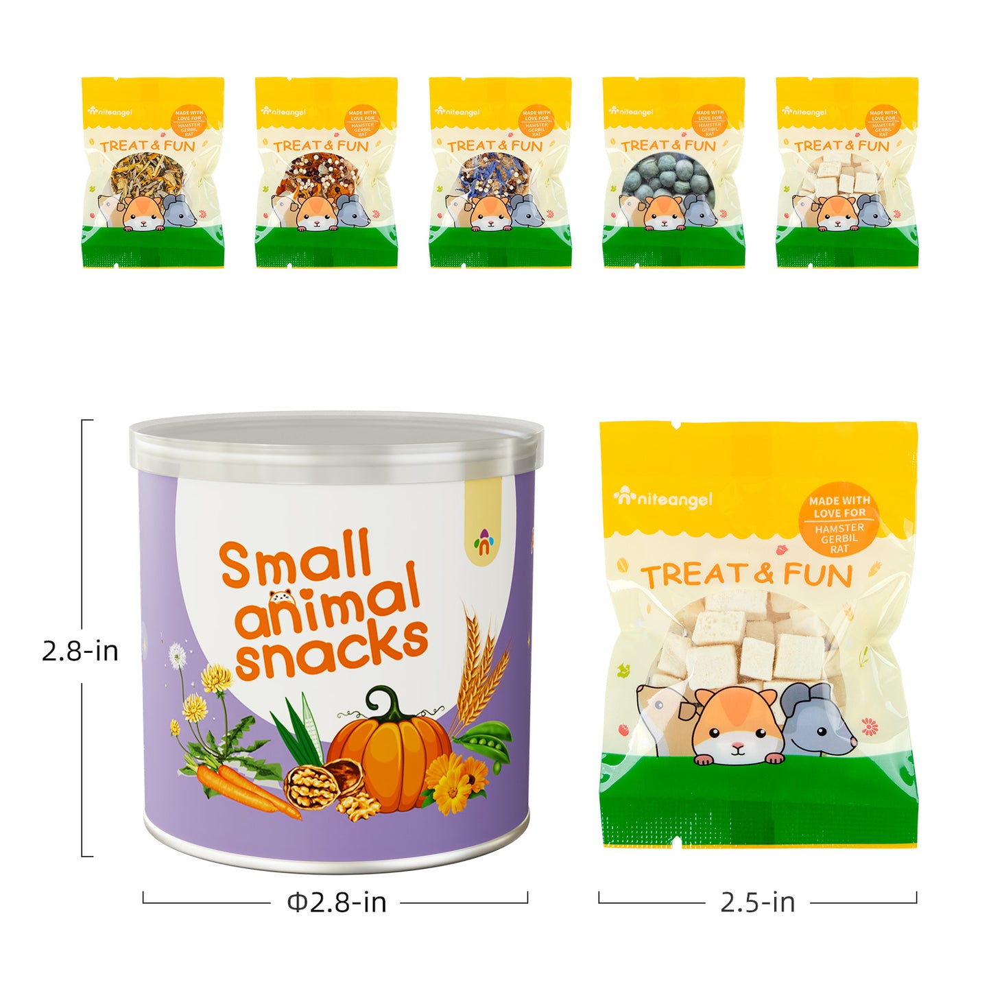 Niteangel Hamster Snack & Treats Toy: - Small Animal Natural Treat Mix for Dwarf Syrian Robo Hamsters