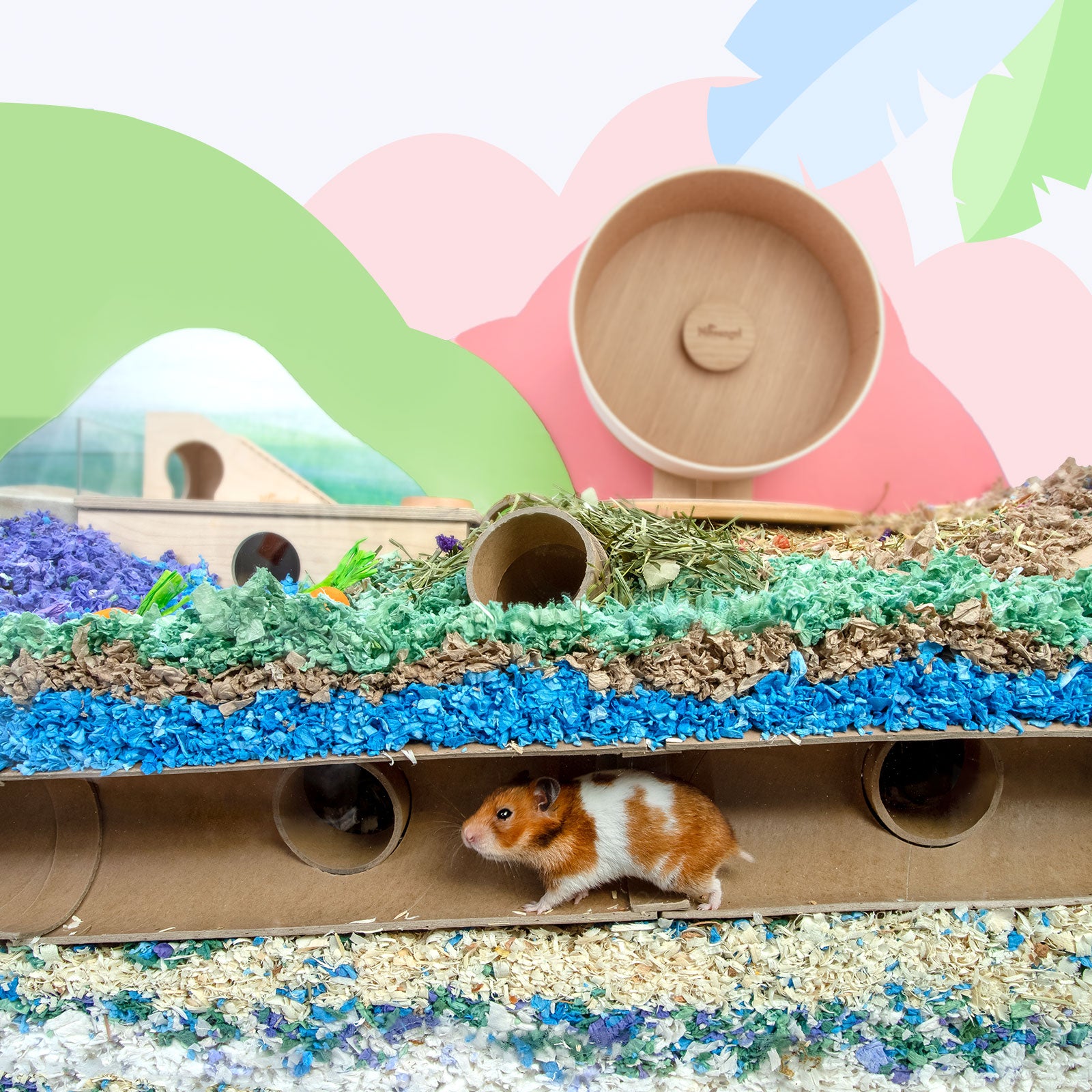 Niteangel Hamster Cardboard Paper Tunnel Set DIY Build Unique Tube Burrow as Hideout for Small Sized Animals Like Hamsters Mouse Gerbils Mice