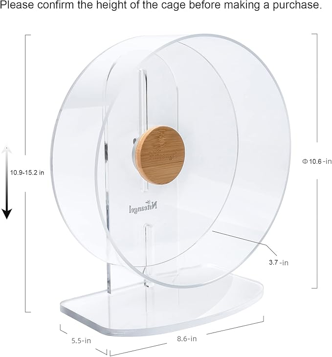 Niteangel Silent Hamster Exercise Wheel: Dual-Bearing Quiet Spinning Acrylic Hamster Running Wheel for Dwarf Hamster Gerbils Mice Degus Or Other Small Animals